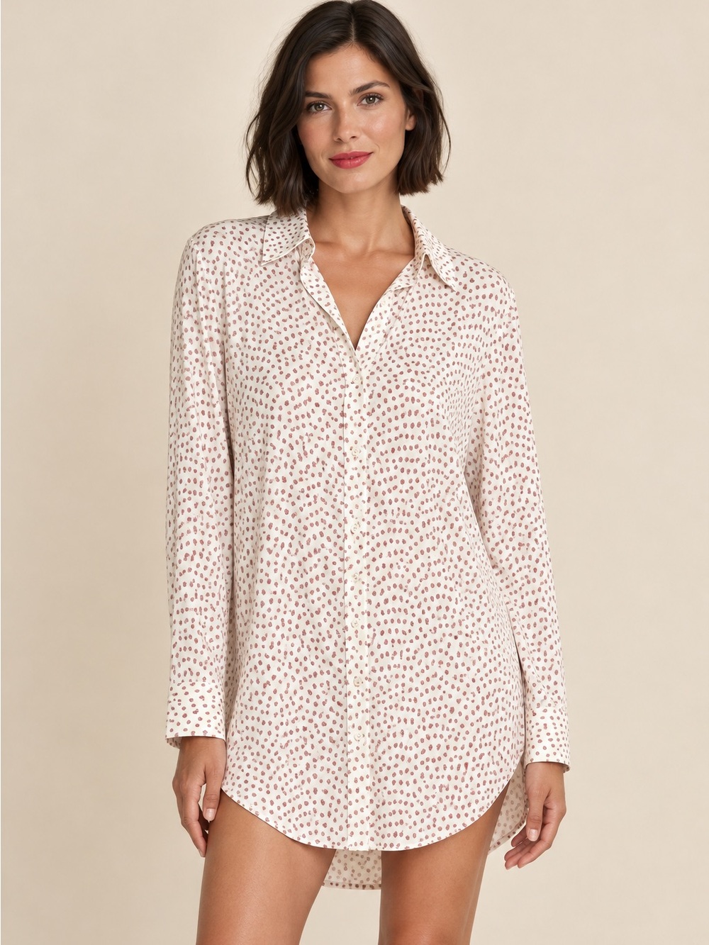 Eberjey Women’s Printed Button Front Nightshirt Pajama Sleep Shirt sz s